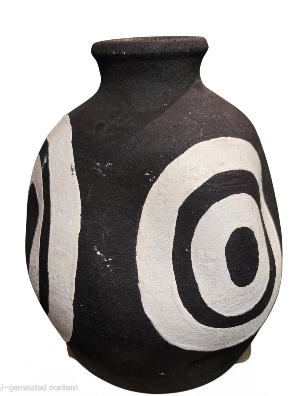 Bloomingville Black & White irregular bullseye Terrac 5.5" decorative vase